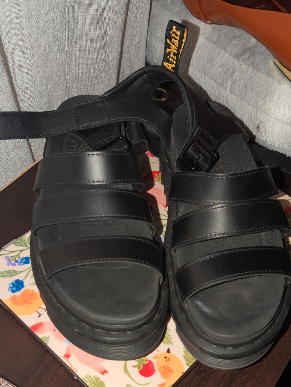 Dr. Martens Black Leather Strappy Men's Sandals